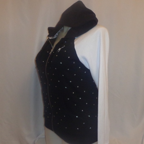 VS Pink XL M Hoodie Black White Bling Sweatshirt - Picture 5 of 8